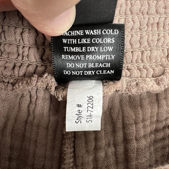 Revolve Bobi Los Angeles Sz Small Gauze Wide Leg Pants Mauve Tan 100% Cotton - Picture 9 of 9